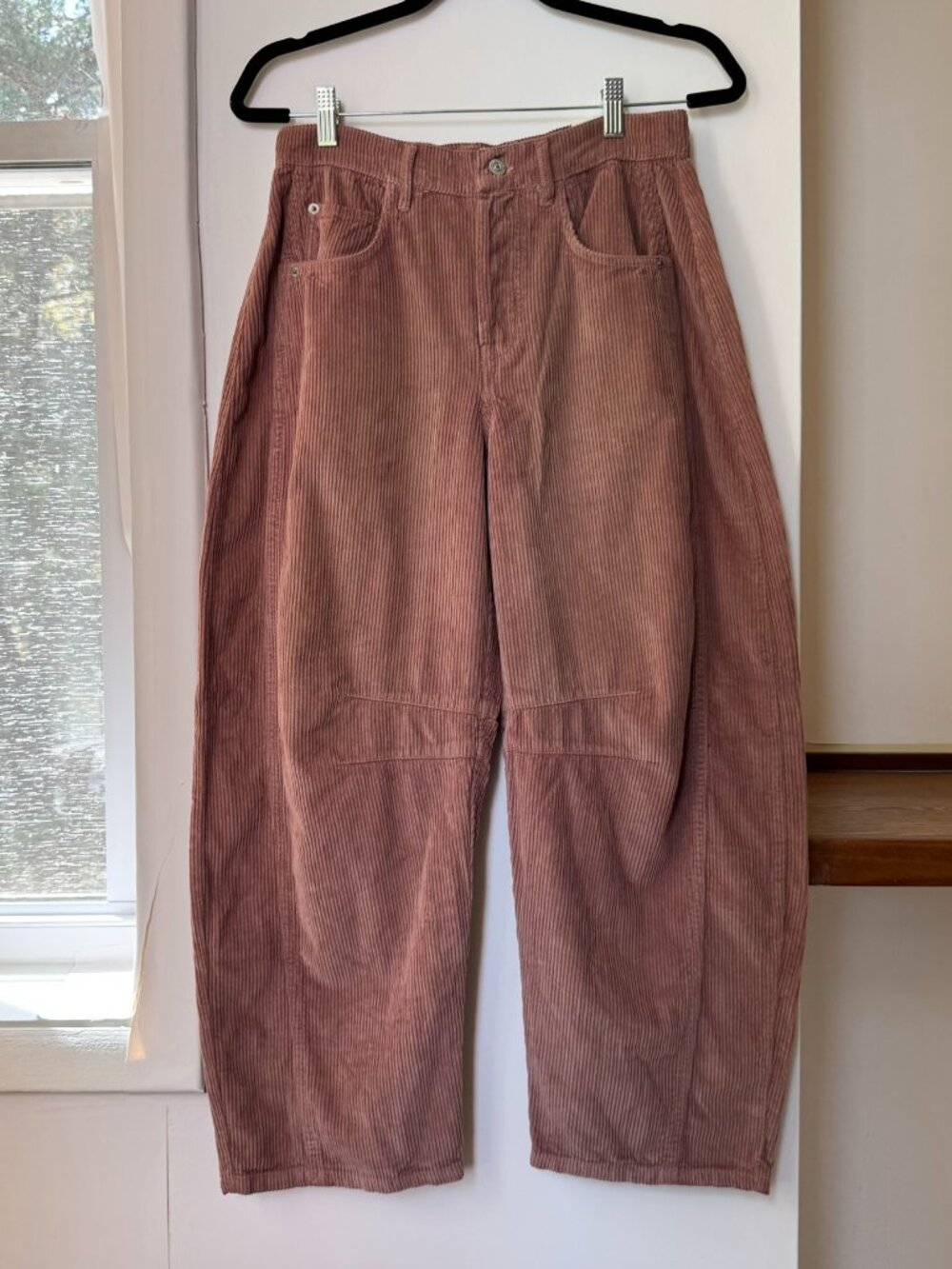 NWT Free People Good Luck Cord Barrel Jeans Pink Rose 25
